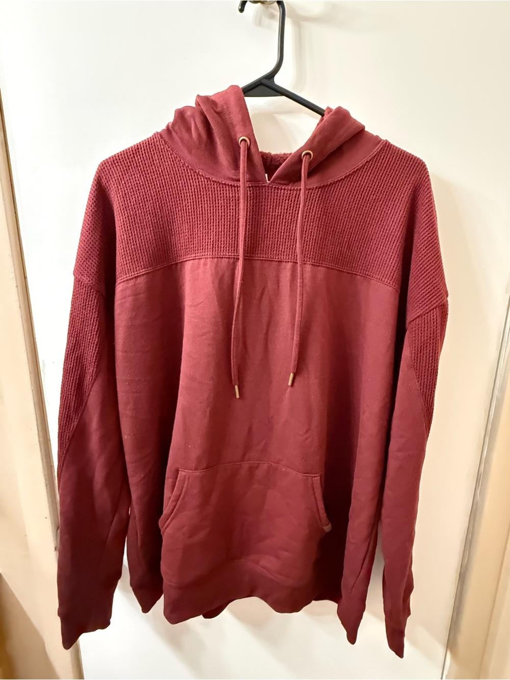 Maurices Ribbed Knit Hooded Pullover in Deep Wine